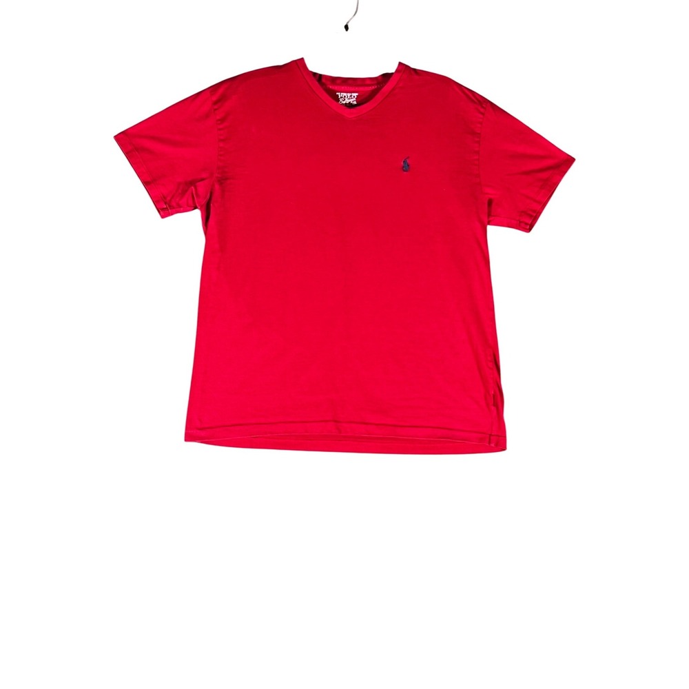 Polo‎ Ralph Lauren Mens Red V-Neck Cotton Short Sleeve T-Shirt Size Medium Pony